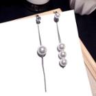 Non-matching Faux-pearl Earring 1 Pair - Silver - One Size