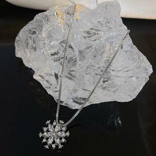 Cz Snowflake Necklace 1 Pc - Silver - One Size