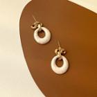 Hoop Alloy Dangle Earring 1 Pair - Gold & White - One Size