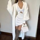 Convertible Cutout V-neck Long-sleeve Slim-fit Dress