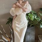 Off-shoulder Ruffle Midi Corset Dress