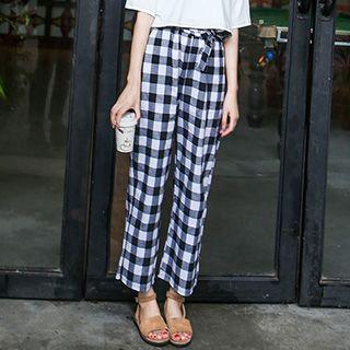 Gingham Wide Leg Pants