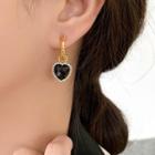 Heart Faux Crystal Dangle Earring A - 1 Pair - 925 Silver Needle - Gold - One Size