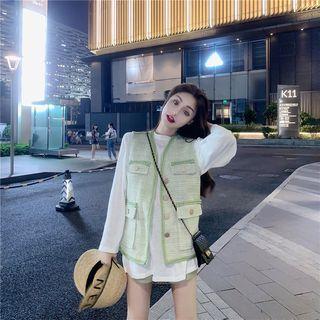 Long-sleeve T-shirt / Tweed Vest