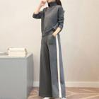 Set: Turtleneck Sweater + Wide-leg Knit Pants