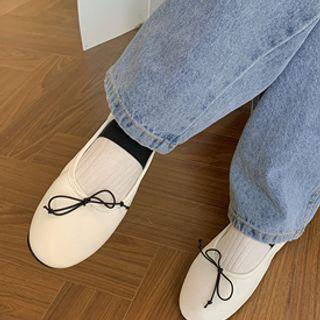 Beribboned Banded Ballet Flats
