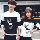 Couple Matching Deer Colour Block Sweatshirt