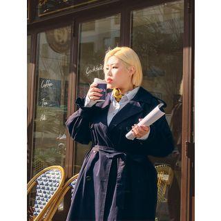 Epaulette Double-breasted Trench Coat With Belt