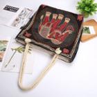 Elephant Embroidered Tote Bag Red & Black - One Size