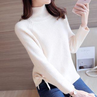 Mock Neck Tie Side Sweater