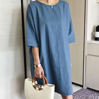 Linen Blend Colored Shift Dress