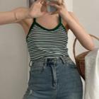Striped Camisole Top Striped - Green & White - One Size