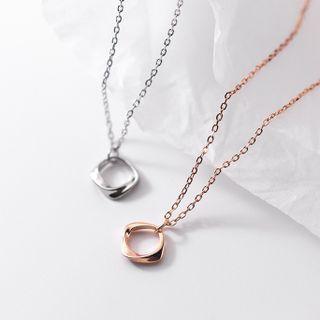 Twisted Square Pendant Sterling Silver Necklace
