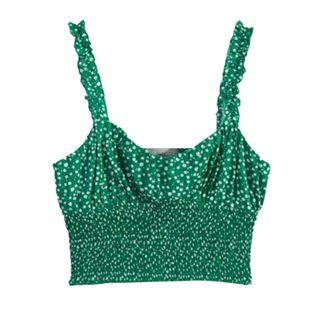 Floral Print Ruffled Cropped Camisole Top