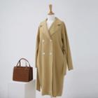 Double-breasted Frayed Trench Coat With Sash Yellow - One Size