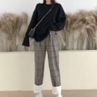 Boxy Sweater / Plaid Harem Pants