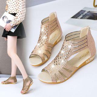 Cut-out Studded Sandals