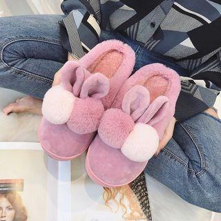 Rabbit Ear Pompom Slippers