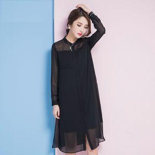 Long-sleeve Chiffon Shirtdress