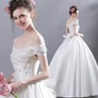 Off-shoulder Rhinestone Ball Gown Wedding Dress