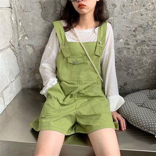Plain Long-sleeve Loose-fit T-shirt / Plain Jumper Shorts