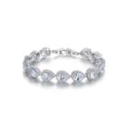 Fashion And Elegant Geometric Water Drop Shaped Bracelet With Cubic Zirconia 17cm Silver - One Size