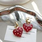 Heart Rhinestone Acrylic Dangle Earring 1 Pair - Silver Pin - Red - One Size