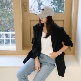 Peaked-lapel Single-button Longline Blazer