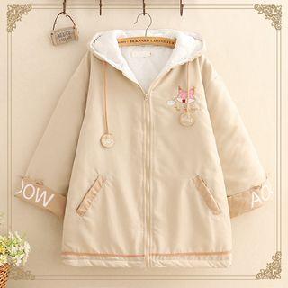 Fox-embroidered Ear-accent Hooded Jacket