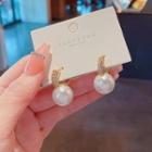 Faux Pearl Rhinestone Alloy Dangle Earring 1 Pair - E4523 - Gold - One Size