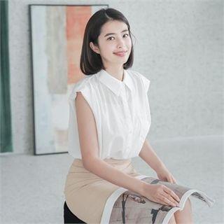 Tap-sleeve Pocket-front Shirt