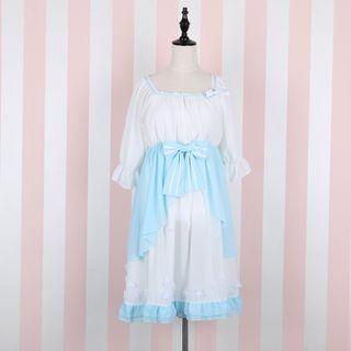 Ruffle Hem Lace Trim Midi Dress / Accessories