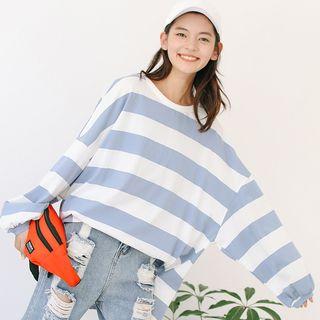 Letter Print Striped Oversized T-shirt