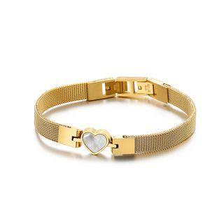 Simple And Romantic Plated Gold Shell Heart-shaped 316l Stainless Steel Bracelet Golden - One Size