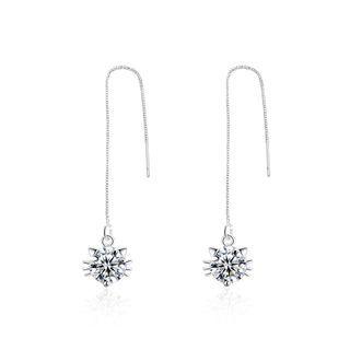 Fashion Cute Cat Cubic Zircon Long Earrings Silver - One Size