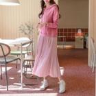 Crystal-pleat Long Hoodie Dress