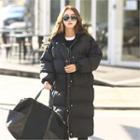 Hooded Puffer Long Coat Black - One Size