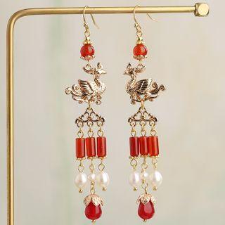 Phoenix Freshwater Pearl Agate Fringed Earring