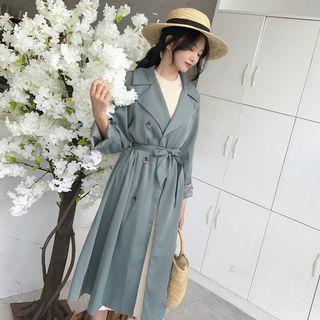 Plain Long Loose-fit Trench Coat