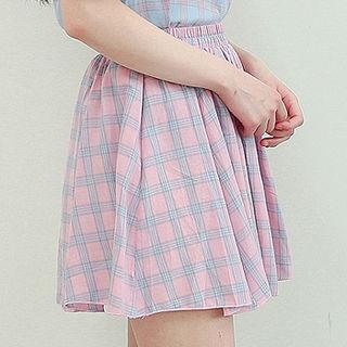 Plaid Flare Miniskirt