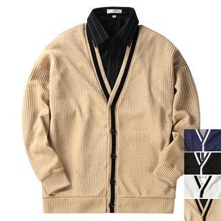 Couple Contrast-trim Loose-fit Cardigan