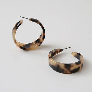 Acetate Open Hoop Earring Leopard - One Size