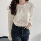 Lace Puff Sleeve Blouse Almond - One Size