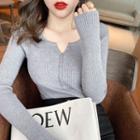 Long-sleeve Ribbed Knit Top / Set