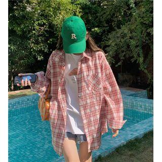 Plaid Shirt Plaid - Light Red & White - One Size