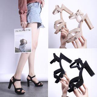 Crossover Peep Toe High Heel Sandals