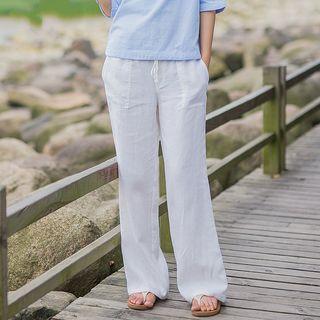 Sheer Linen Cotton Wide Leg Pants