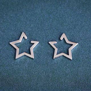 Star Sterling Silver Earring 1 Pair - Star - Silver - One Size