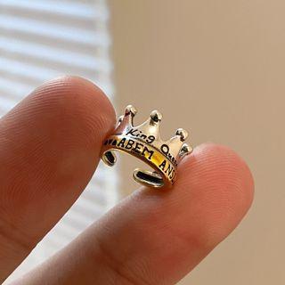 Crown Sterling Silver Cuff Earring 1 Pc - Eh1288 - Silver & Gold - One Size