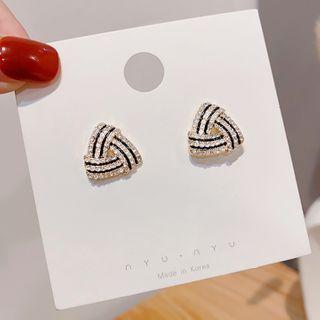 Rhinestone Geometric Stud Earring E1821 - 1 Pair - Gold - One Size